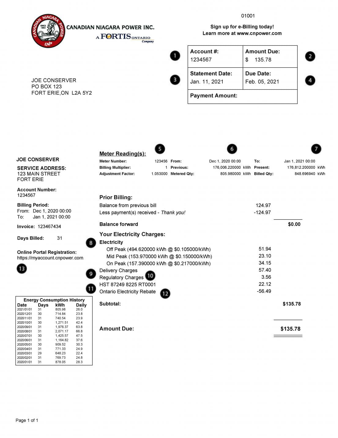 sample bill