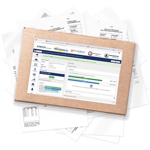 A bill displayed on a tablet made of cardboard